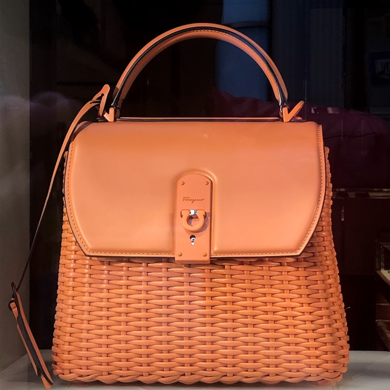 Salvatore Ferragamo orange woven bag
