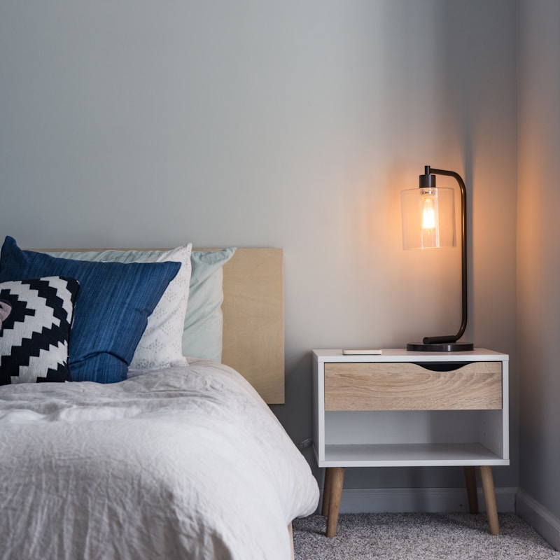Two-drawer bedside cabinet with warm lamp