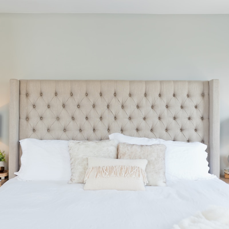 Linen tufted upholstered headboard